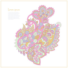 Paisley vector isolated pattern. Damask floral illustration in batik style