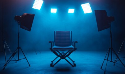 Directors Chair with Studio Lights. .