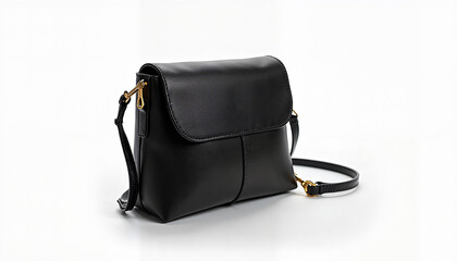 Naklejka premium Elegant black crossbody bag mockup on a white background with clean lines and stylish design and copy space 