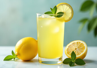 freshly squeezed lemon drink sprigs fresh mint added extra flavor