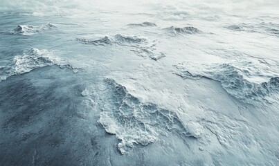 Icebergs floating in a vast ocean, intricate details in the cracks and jagged edges of the ice.