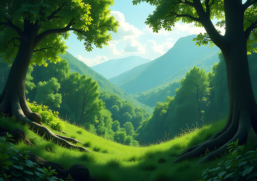 lush green forests cut landscape