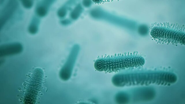 Microscope view of the bacterias. Bacterial infection and antibiotic resistance concept.
