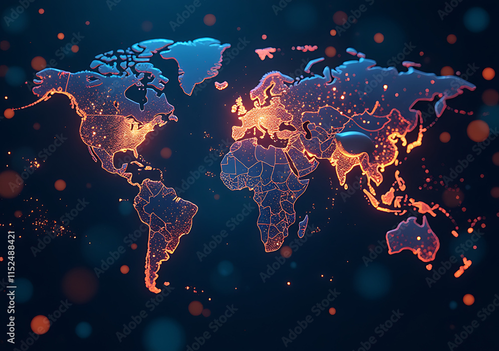 Poster powers digital brains connected data centers worldwide instantly processing vast amounts information