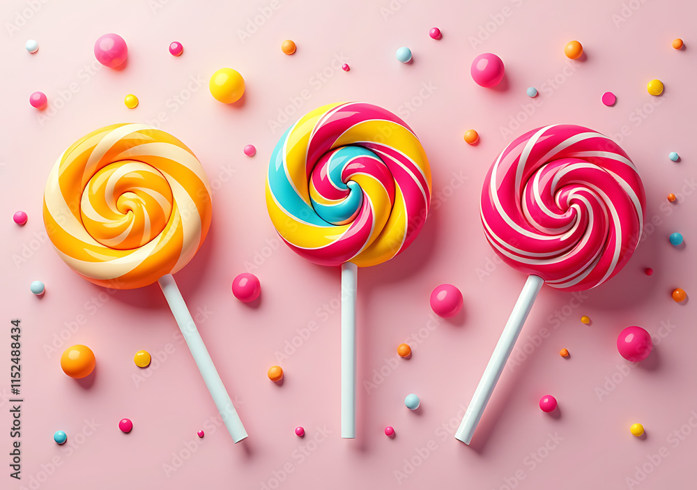 Poster randomly colored lollipops appear digital cutouts based generative artificial intelligence