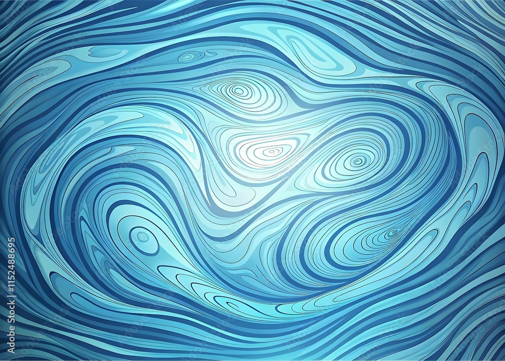 Poster dynamic blue waves flowing abstract art with swirling patterns
