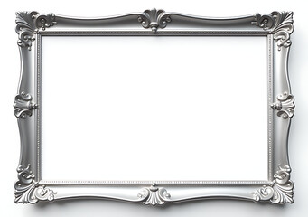 silver frame decorative pattern white background