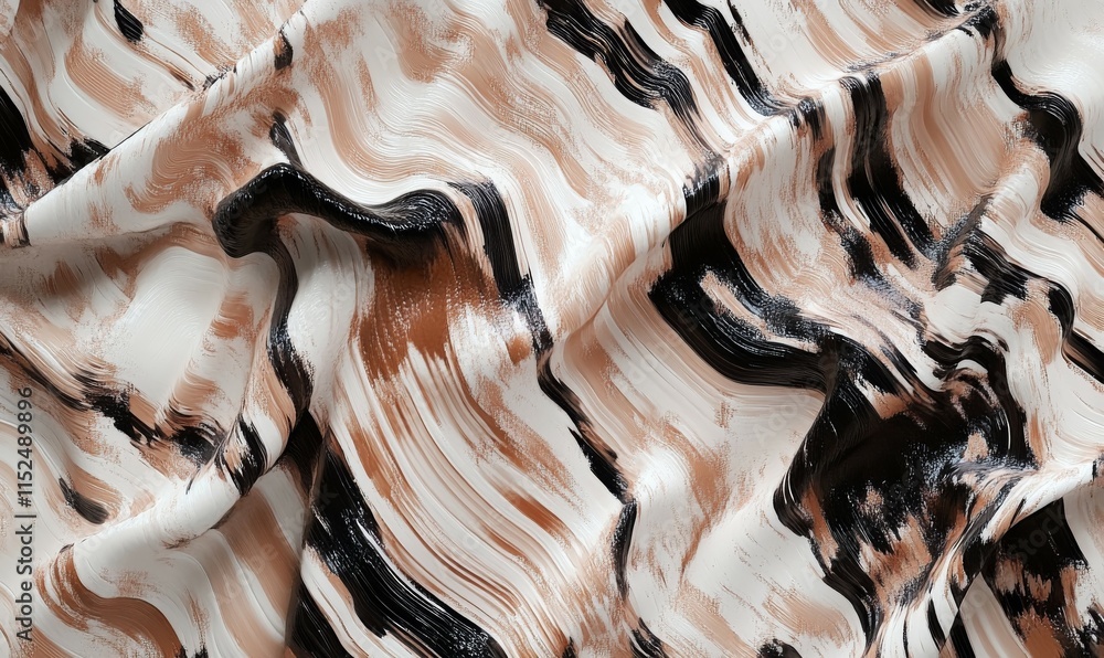 Poster Layered pastel strokes interlaced with mocha zigzag patterns, merging chaos with precision in a dynamic abstract scene.
