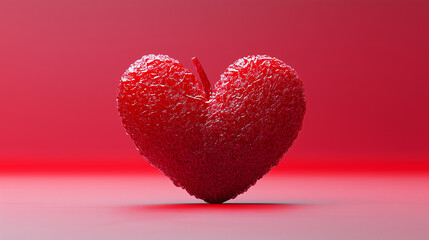 Obraz premium Vibrant red heart shape with textured surface against a smooth red background