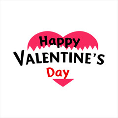 Happy Valentines day text Lettering heart shape with flower