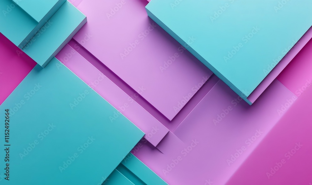 Poster purple and turquoise tech background with a geometric 3d structure. clean, stepped design with extru