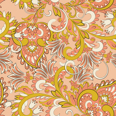 Paisley seamless vector pattern. Fabric Indian floral ornament