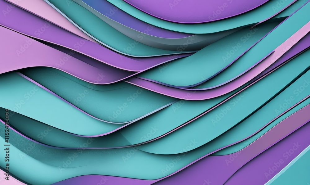 Poster purple and turquoise tech background with a geometric 3d structure. clean, stepped design with extru