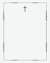 Funeral vector card. Empty card. Grey background and frame