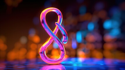Shiny Neon Infinity Symbol in Abstract Background