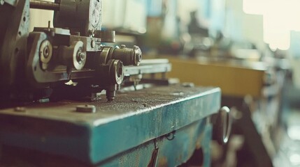 Industrial Machine Close up Factory Equipment Manufacturing Process Metalworking