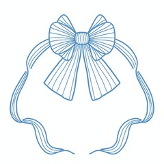 blue ribbon with bow illustration. blue simple aesthetic ribbon for sticker, design, element, logo, etc.