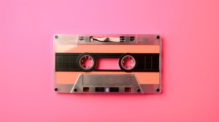 Obraz premium Retro Audio Cassette on Pink Background