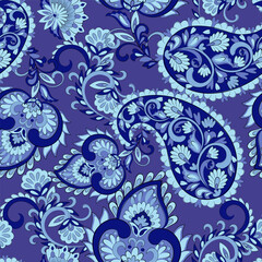 Seamless pattern traditional Asian paisley design. Vector pattern for textile design and fabrics, fashionable and delicate.