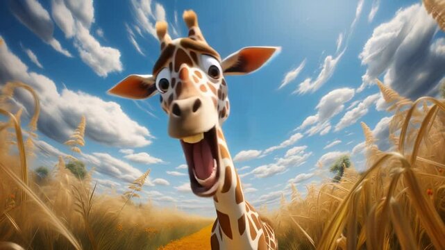 Portrait of a talking giraffe
