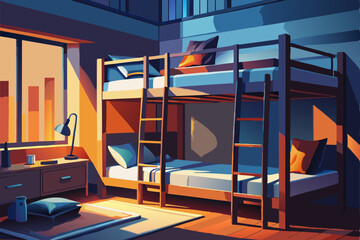 A bunk bed in student housing