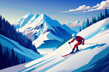 A skier is coming down a steep mountain. 