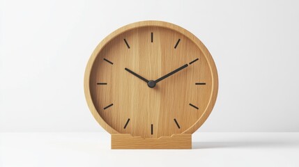 Wooden Clock on White Background