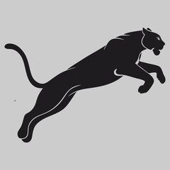 Tiger jump silhouette vector design art and illustration