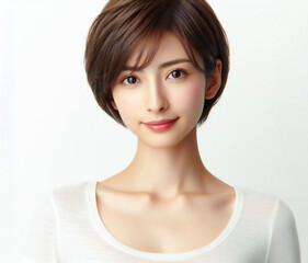 Fototapeta premium 白いTシャツの美女