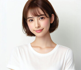 Fototapeta premium 白いTシャツの美女