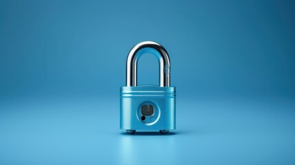 Blue Padlock on Blue Background