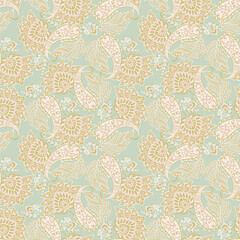 Seamless pattern based on traditional Asian elements Paisley. Traditional colorful seamless paisley vector pattern. Pattern for textile design or fabrics. Fashionable delicate design