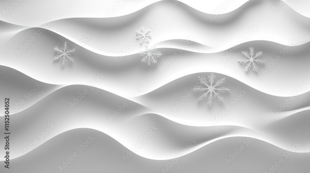 Poster a minimalist abstract christmas background with soft white and silver gradients, accented by glowing