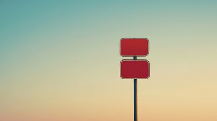 Blank Red Signpost Against a Sky
