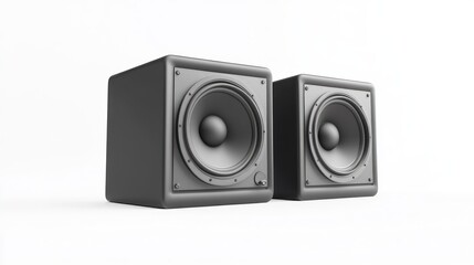Obraz premium Black Speaker Set on White Background