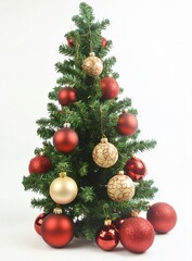 Naklejka premium Ornament Decorated Christmas Tree Red Gold