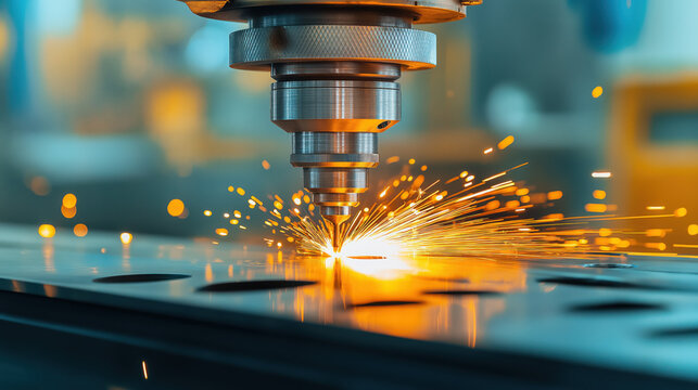 Using an Industrial Drilling Machine, a Metal Drill Bit Creates Holes in Steel Billet, Highlighting the Metalworking Industry with Tools Featuring Multiple Cuts and End Mill