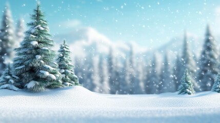 Obraz premium Snow Covered Pines In A Winter Wonderland Scene