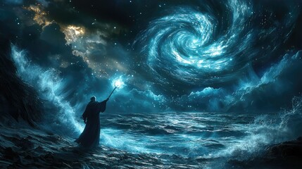 Wizard Contemplating Celestial Vortex