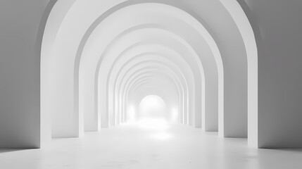 Fototapeta premium White wall background for showing product. 3d rendering. simple background liminal space. Liminality. Illustration