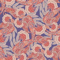 Seamless pattern traditional Asian paisley design. Vector pattern for textile design and fabrics, fashionable and delicate.