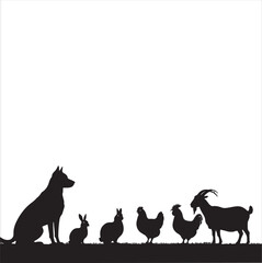 silhouettes of pets lined up