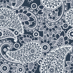 Paisley Floral oriental ethnic Pattern. Seamless Vector Ornament. Damask fabric patterns.