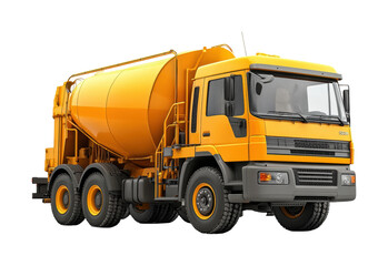 Heavy-duty cement mixer truck ready for construction tasks. Isolated on transparent background, png.