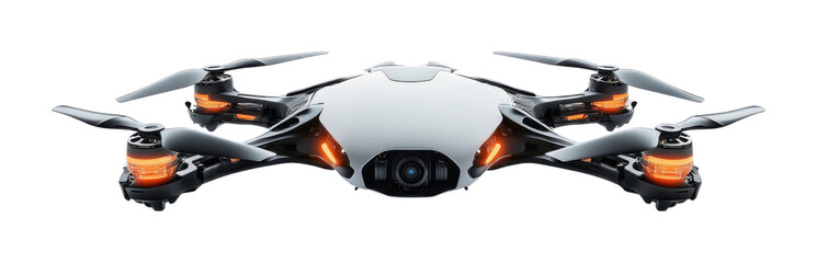 Sleek futuristic aircraft with wide wings and smooth aerodynamic body, advanced spaceship concept for sci-fi lovers isolated on transparent background