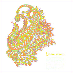 Paisley vector isolated pattern. Damask style Vintage illustration