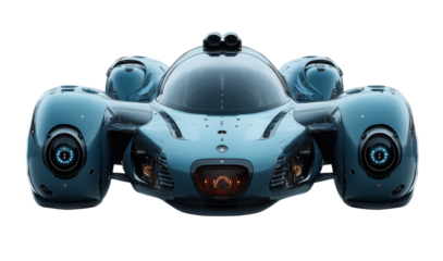 Sleek blue futuristic sports car with aerodynamic curves, luxury design, shiny surface, high-performance vehicle concept for modern innovation isolated on transparent background