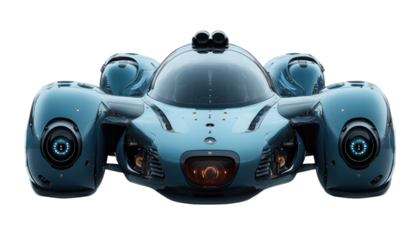 Sleek blue futuristic sports car with aerodynamic curves, luxury design, shiny surface, high-performance vehicle concept for modern innovation isolated on transparent background