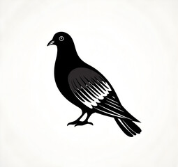 Obraz premium silhouette of a pigeon on white