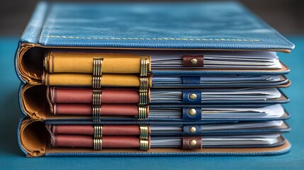 Isolated a white background A teacher's binder filled with lesson plans neatly organized and closed